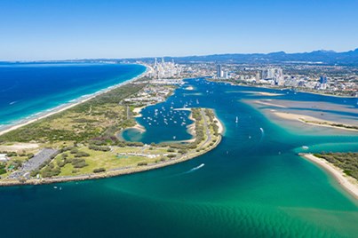 Aerial views of The Spit in Gold Coast