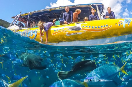 Guests posing for a photo on the popular Ocean Rafting Southern Lights tour