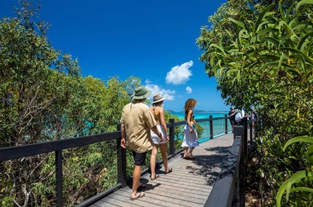 The popular ‘Camira’ adventure yacht navigating the Whitsunday Islands
