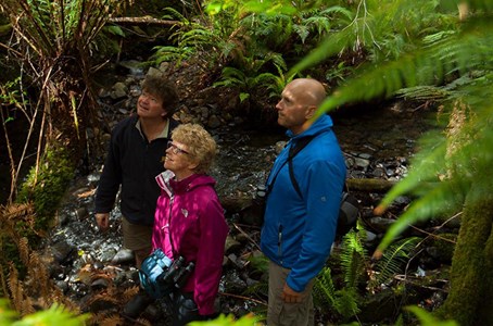 A group of people posing for a photo on Bruny Island.