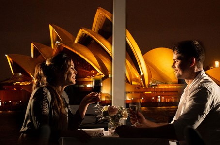 The Clearview Glass Boat cruising on Sydney Harbour with the Harbour Bridge in the background