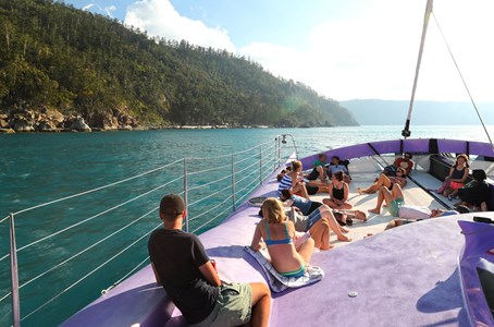 The popular ‘Camira’ adventure yacht navigating the Whitsunday Islands