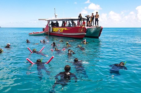 The Thundercat vessel zipping through the Whitsundays to the Great Barrier Reef